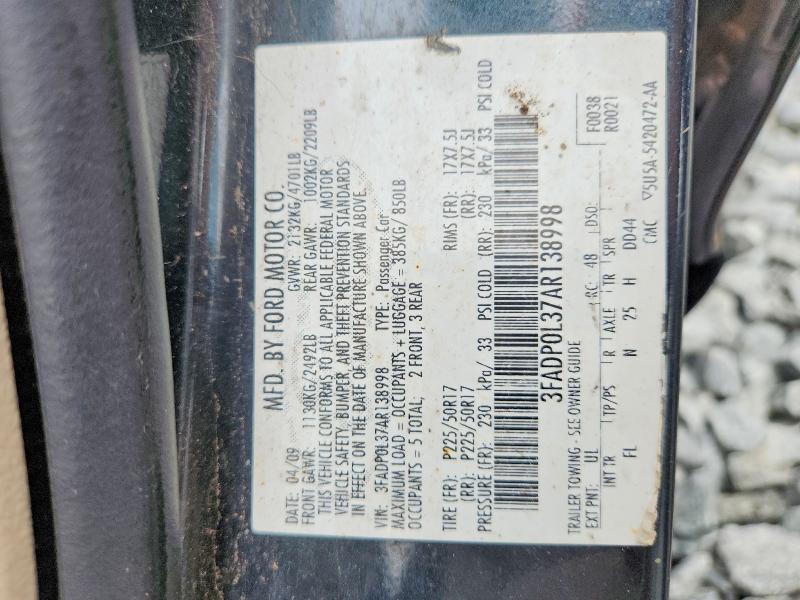 69423956 :رقم المزاد ، 3FADP0L37AR138998 vin ، 2010 Ford Fusion مزاد بيع