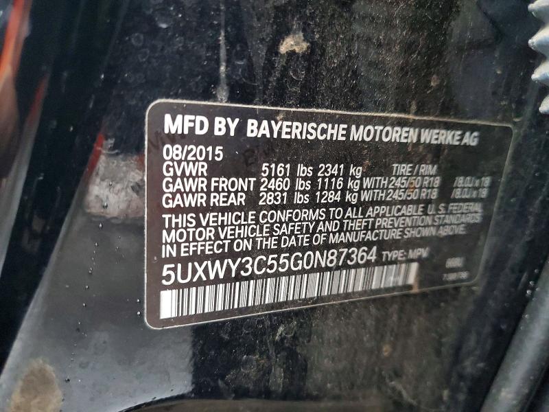 Продаж на аукціоні авто 2016 Bmw X3, vin: 5UXWY3C55G0N87364, номер лоту: 67707076