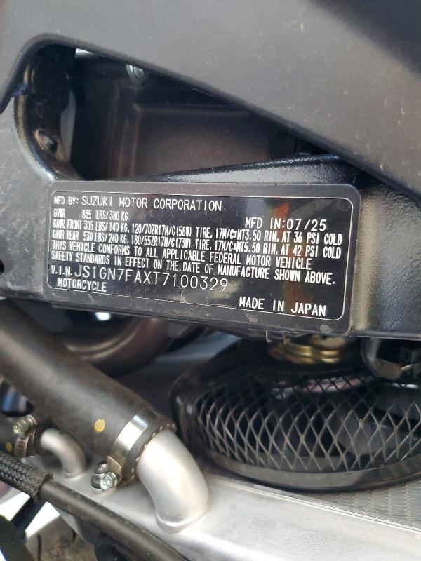 67994496 :رقم المزاد ، JS1GN7FAXT7100329 vin ، 2026 Suzuki Gsx-r600 مزاد بيع