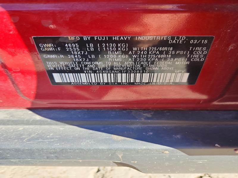 Продаж на аукціоні авто 2015 Subaru Outback, vin: 4S4BSANC1F3308910, номер лоту: 70496576
