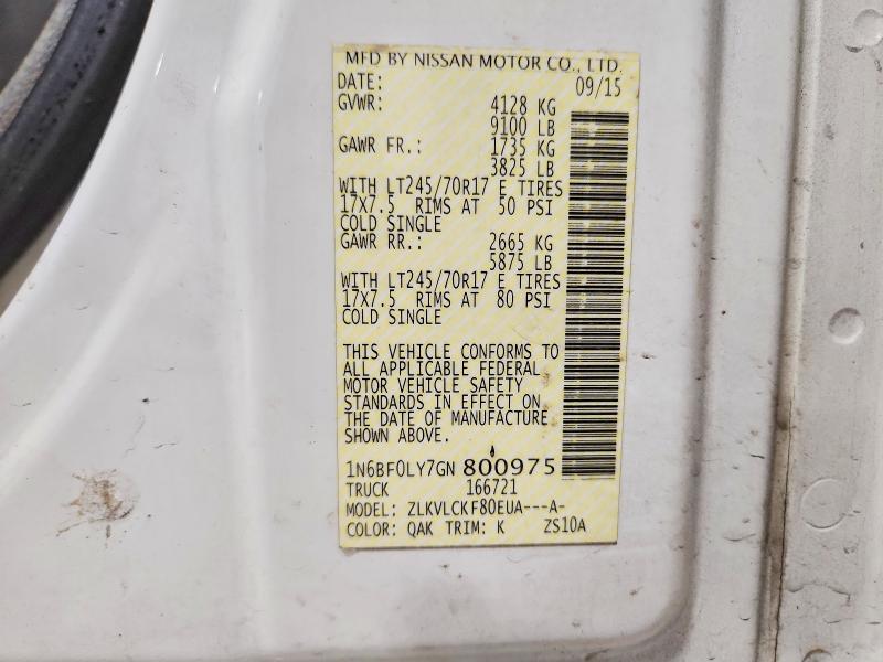 Aukcja sprzedaży 2016 Nissan Nv2500, vin: 1N6BF0LY7GN800975, numer aukcji: 70817166