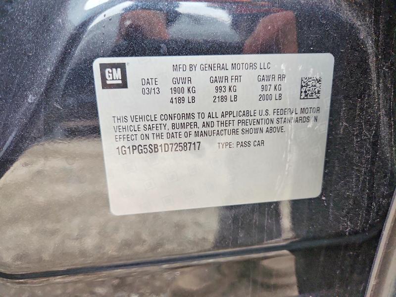 69019126 :رقم المزاد ، 1G1PG5SB1D7258717 vin ، 2013 Chevrolet Cruze مزاد بيع