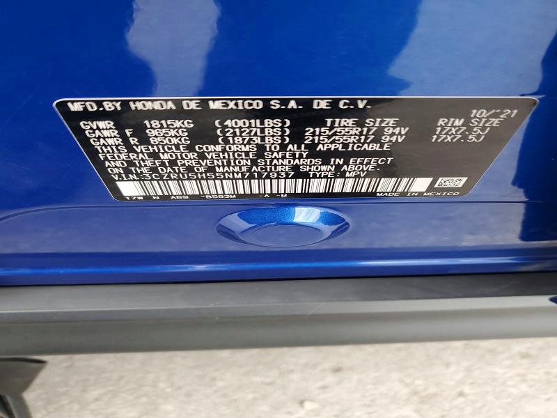 Продажа на аукционе авто 2022 Honda Hr-v, vin: 3CZRU5H55NM717937, номер лота: 68360566