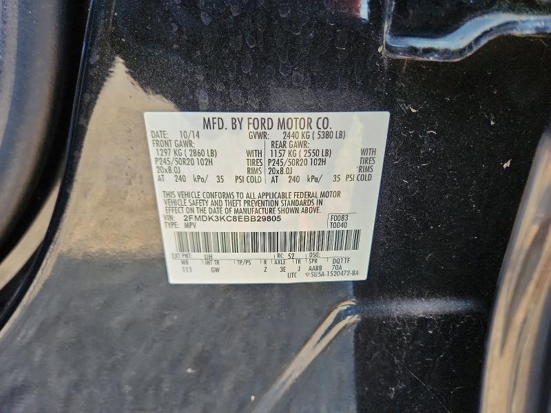 Продаж на аукціоні авто 2014 Ford Edge, vin: 2FMDK3KC8EBB29805, номер лоту: 66905006
