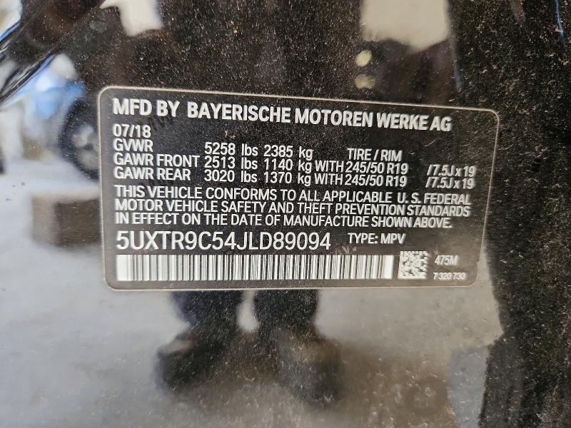 70138676 :رقم المزاد ، 5UXTR9C54JLD89094 vin ، 2018 Bmw X3 مزاد بيع
