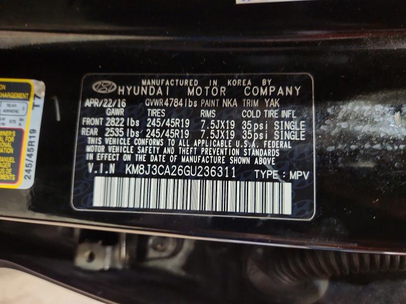 68617096 :رقم المزاد ، KM8J3CA26GU236311 vin ، 2016 Hyundai Tucson مزاد بيع