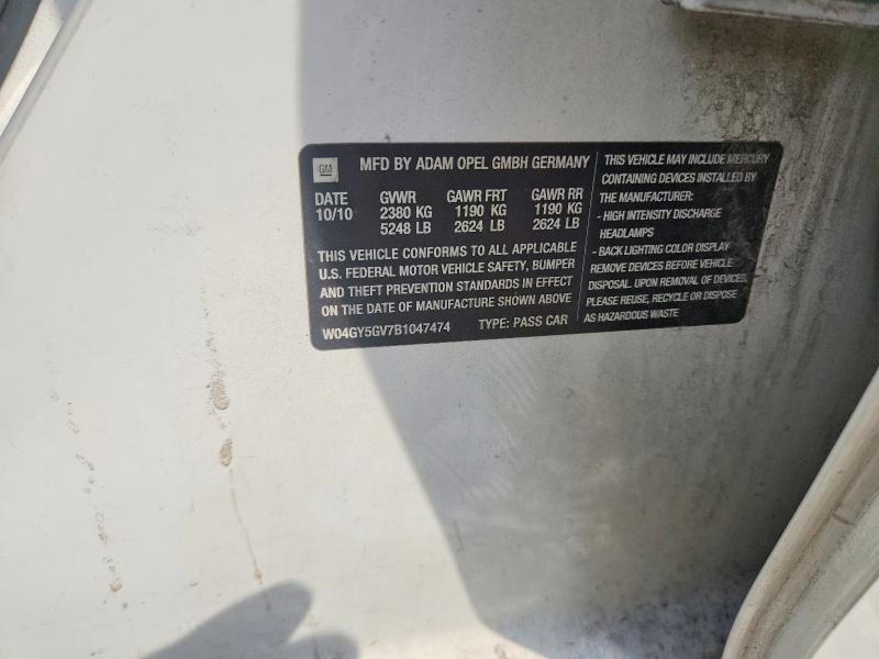 67254806 :رقم المزاد ، W04GY5GV7B1047474 vin ، 2011 Buick Regal مزاد بيع