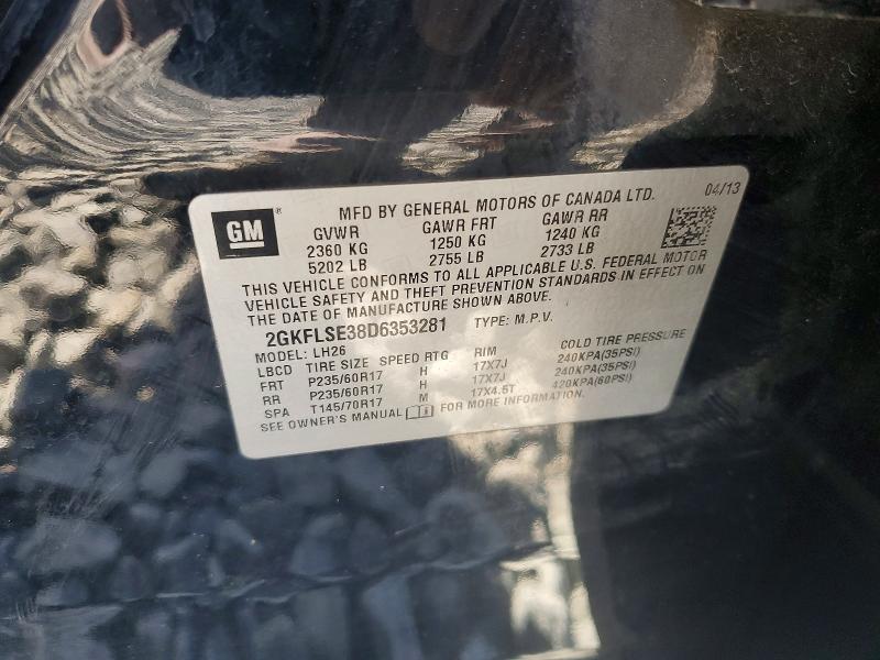 Aukcja sprzedaży 2013 Gmc Terrain, vin: 2GKFLSE38D6353281, numer aukcji: 68498346
