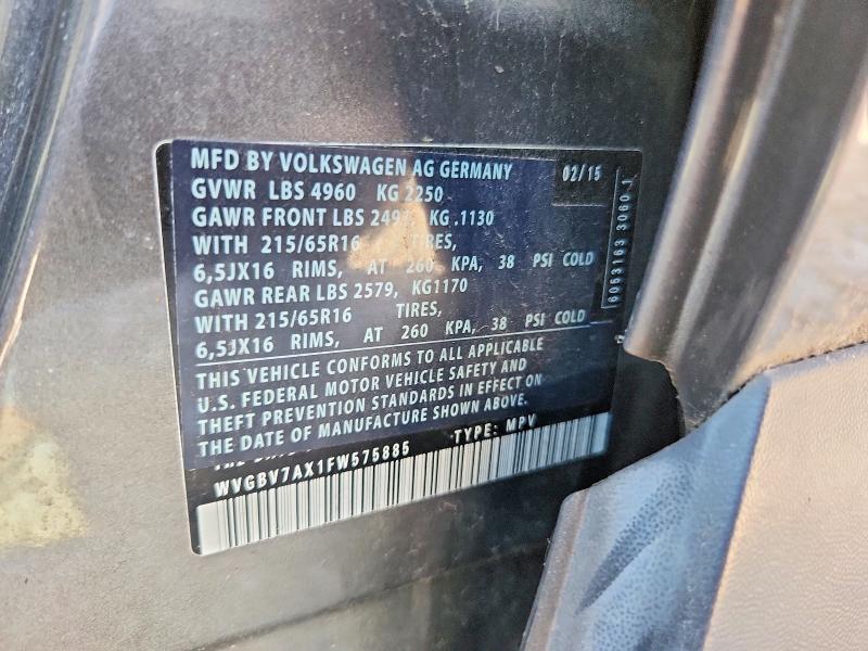 Aukcja sprzedaży 2015 Volkswagen Tiguan, vin: WVGBV7AX1FW575885, numer aukcji: 70899156