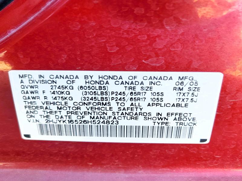 70840536 :رقم المزاد ، 2HJYK16526H524823 vin ، 2006 Honda Ridgeline مزاد بيع
