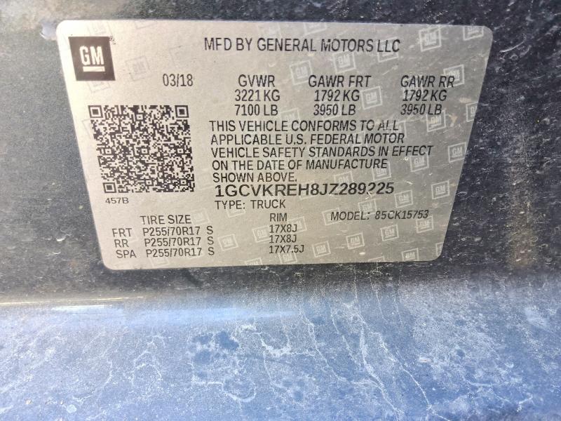 Aukcja sprzedaży 2018 Chevrolet Silverado, vin: 1GCVKREH8JZ289225, numer aukcji: 69056276