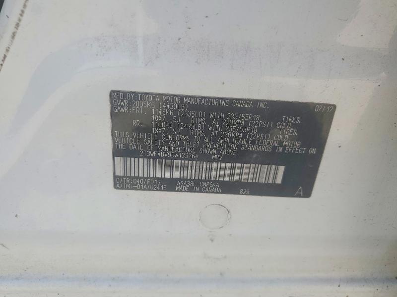 Продажа на аукционе авто 2012 Toyota Rav4, vin: 2T3WF4DV9CW133264, номер лота: 68748296