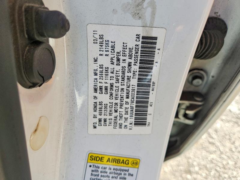 71233806 :رقم المزاد ، 19UUA8F78CA003617 vin ، 2012 Acura Tl مزاد بيع