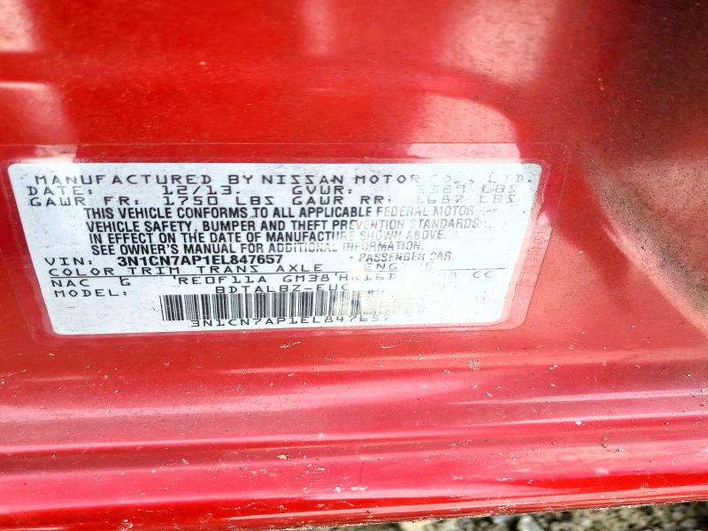 Продаж на аукціоні авто 2014 Nissan Versa, vin: 3N1CN7AP1EL847657, номер лоту: 69319736
