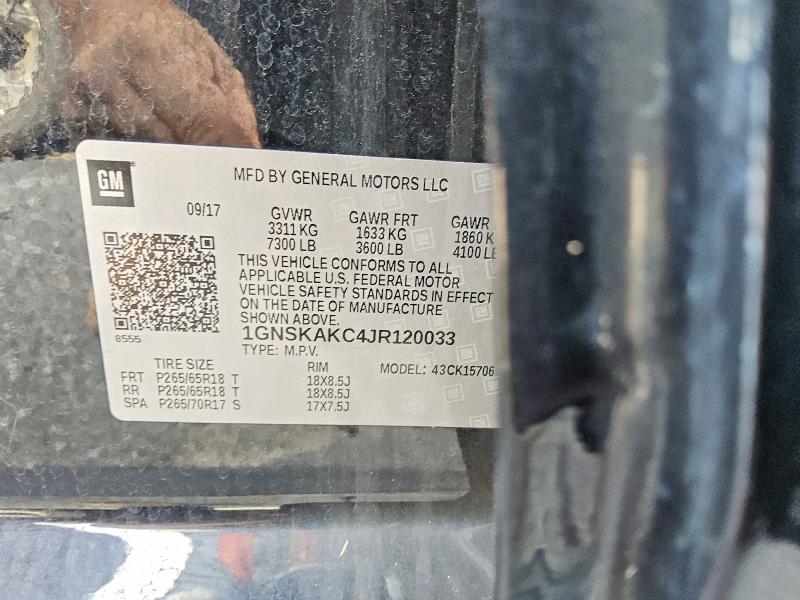 Продажа на аукционе авто 2018 Chevrolet Tahoe, vin: 1GNSKAKC4JR120033, номер лота: 66835626