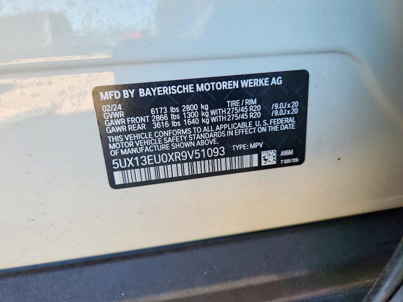 69418846 :رقم المزاد ، 5UX13EU0XR9V51093 vin ، 2024 Bmw X5 مزاد بيع