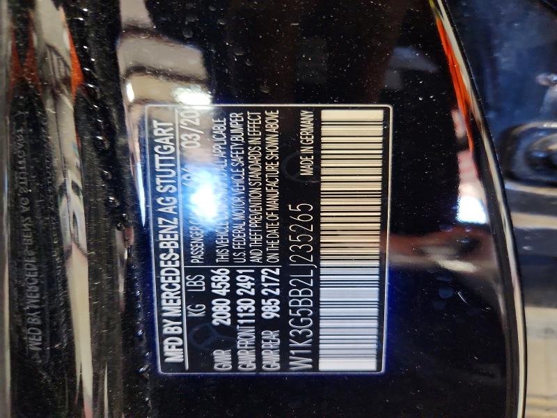 51328326 :رقم المزاد ، W1K3G5BB2LJ235265 vin ، 2020 Mercedes-benz A مزاد بيع