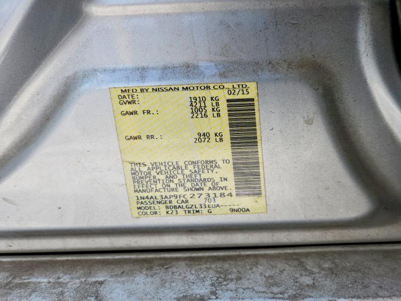 2015 Nissan Altima მანქანა იყიდება აუქციონზე, vin: 1N4AL3AP9FC273184, აუქციონის ნომერი: 67653846