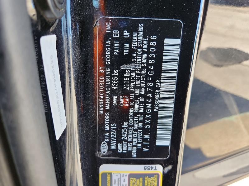 70341216 :رقم المزاد ، 5XXGM4A78FG483086 vin ، 2015 Kia Optima مزاد بيع