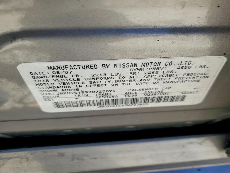 Продаж на аукціоні авто 2007 Infiniti G35, vin: JNKBV61E97M727825, номер лоту: 70093776