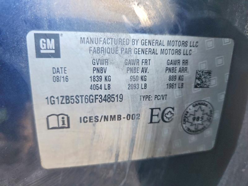 Aukcja sprzedaży 2016 Chevrolet Malibu, vin: 1G1ZB5ST6GF348519, numer aukcji: 67817996