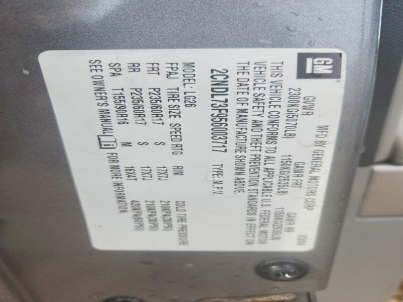2005 Chevrolet Equinox მანქანა იყიდება აუქციონზე, vin: 2CNDL73F956003717, აუქციონის ნომერი: 68216616