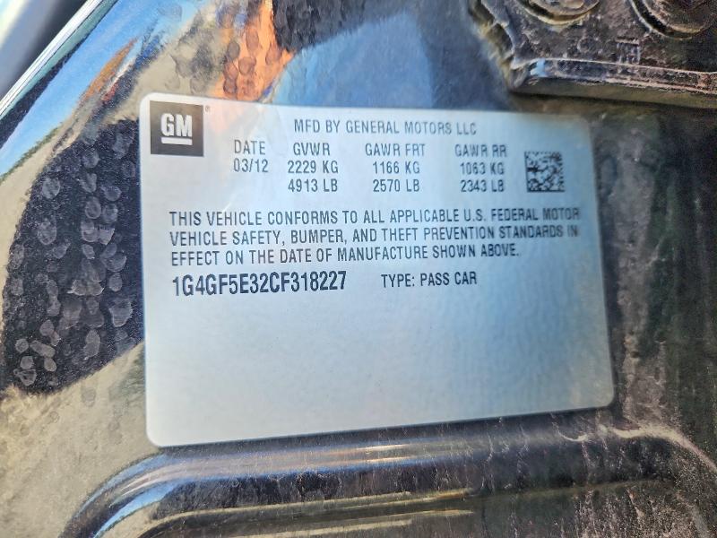 Auction sale of the 2012 Buick Lacrosse, vin: 1G4GF5E32CF318227, lot number: 70489586