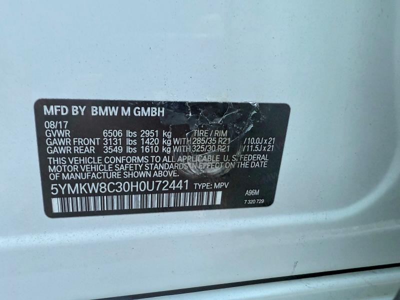 2017 Bmw X6 მანქანა იყიდება აუქციონზე, vin: 5YMKW8C30H0U72441        , აუქციონის ნომერი: 69253446