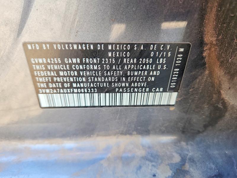 69628156 :رقم المزاد ، 3VW2A7AUXFM066333 vin ، 2015 Volkswagen Golf مزاد بيع
