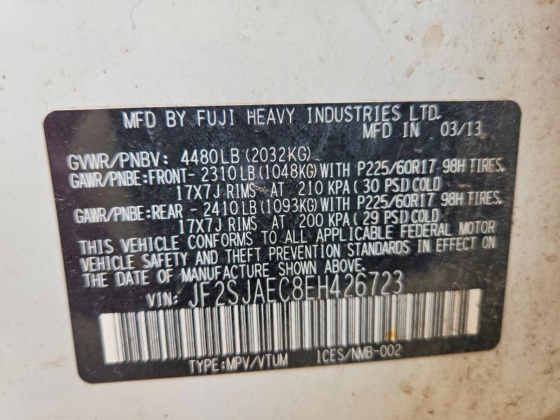 Aukcja sprzedaży 2014 Subaru Forester, vin: JF2SJAEC8EH426723, numer aukcji: 69625976