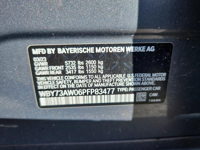 68111976 :رقم المزاد ، WBY73AW06PFP83477 vin ، 2023 Bmw I4 مزاد بيع