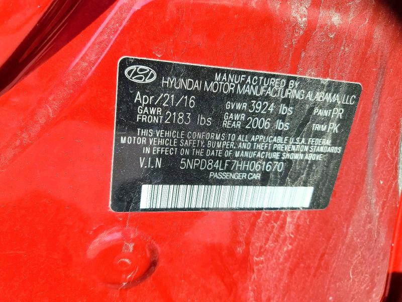 Aukcja sprzedaży 2017 Hyundai Elantra, vin: 5NPD84LF7HH061670, numer aukcji: 68920656