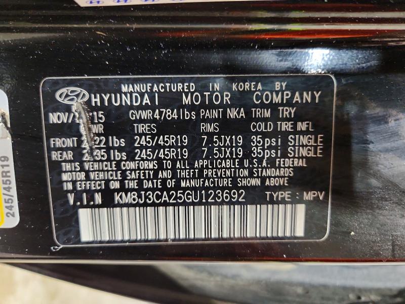 Aukcja sprzedaży 2016 Hyundai Tucson, vin: KM8J3CA25GU123692, numer aukcji: 71031246