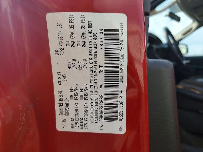 67620036 :رقم المزاد ، 1D7HA16K65J598889 vin ، 2005 Dodge Ram 1500 مزاد بيع