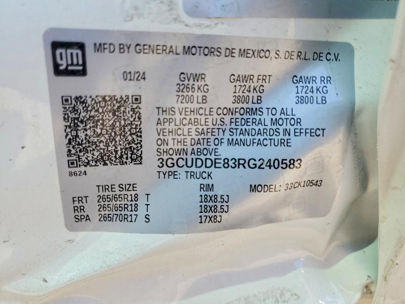 Aukcja sprzedaży 2024 Chevrolet Silverado, vin: 3GCUDDE83RG240583, numer aukcji: 67982916