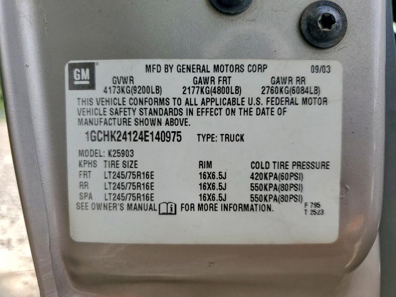 2004 Chevrolet Silverado მანქანა იყიდება აუქციონზე, vin: 1GCHK24124E140975, აუქციონის ნომერი: 68320646