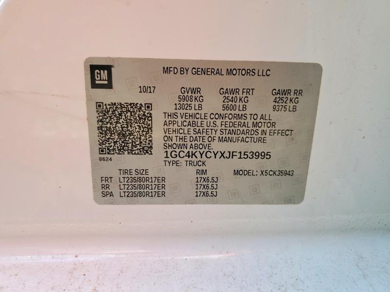 69499916 :رقم المزاد ، 1GC4KYCYXJF153995 vin ، 2018 Chevrolet Silverado 3500 مزاد بيع