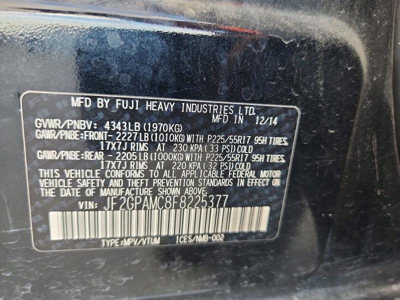 68223356 :رقم المزاد ، JF2GPAMC8F8225377 vin ، 2015 Subaru Xv Crosstrek مزاد بيع