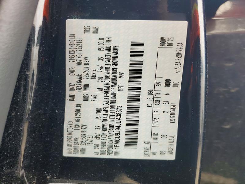 Aukcja sprzedaży 2018 Ford Escape, vin: 1FMCU9J94JUA38873, numer aukcji: 69185546