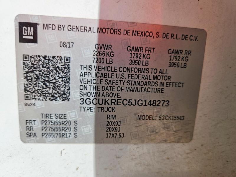 68059906 :رقم المزاد ، 3GCUKREC5JG148273 vin ، 2018 Chevrolet Silverado مزاد بيع