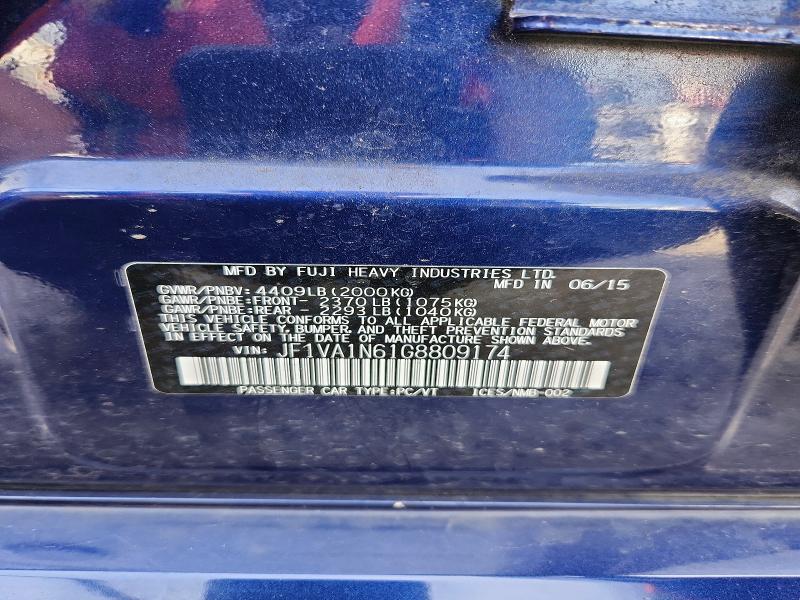 Продаж на аукціоні авто 2016 Subaru Wrx, vin: JF1VA1N61G8809174, номер лоту: 69745406