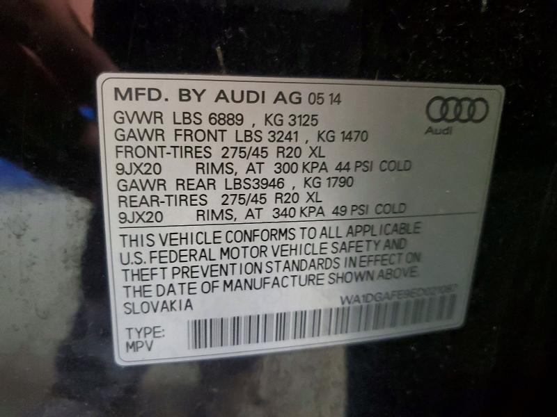 2014 Audi Q7 მანქანა იყიდება აუქციონზე, vin: WA1DGAFE9ED021087, აუქციონის ნომერი: 68386266