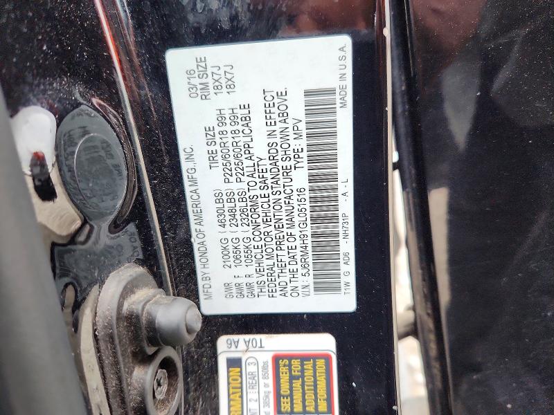 Aukcja sprzedaży 2016 Honda Cr-v, vin: 5J6RM4H91GL051516, numer aukcji: 69957916