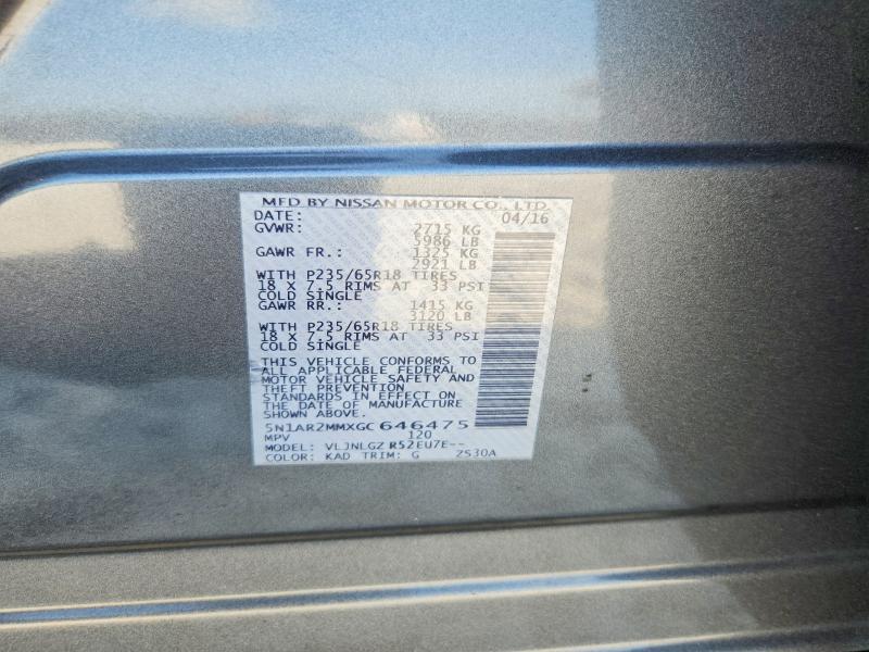 Aukcja sprzedaży 2016 Nissan Pathfinder, vin: 5N1AR2MMXGC646475, numer aukcji: 69801216