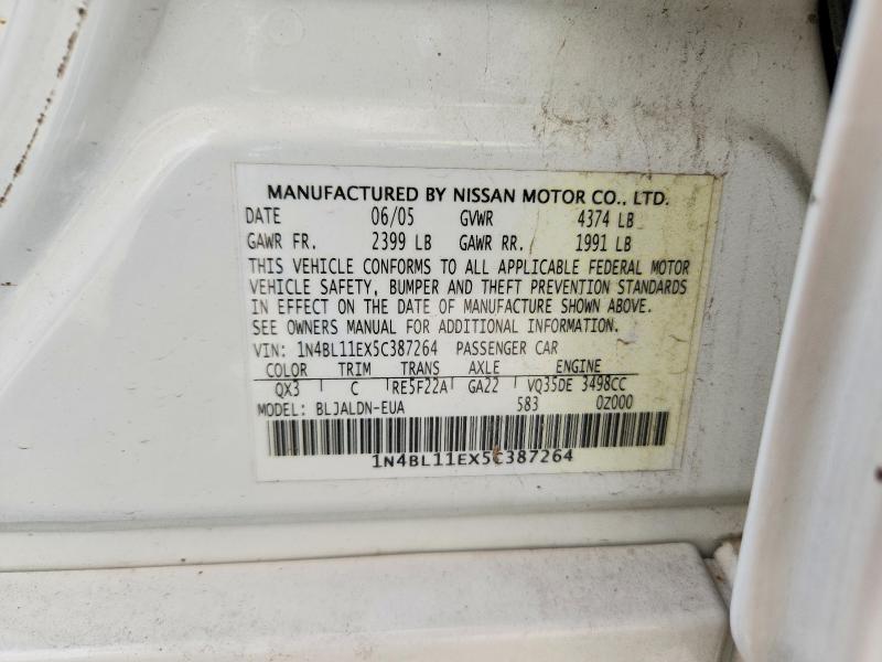 Продаж на аукціоні авто 2005 Nissan Altima, vin: 1N4BL11EX5C387264, номер лоту: 70615436