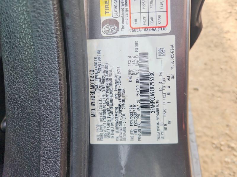2012 Ford Fusion მანქანა იყიდება აუქციონზე, vin: 3FAHP0JA9CR295230, აუქციონის ნომერი: 68419946