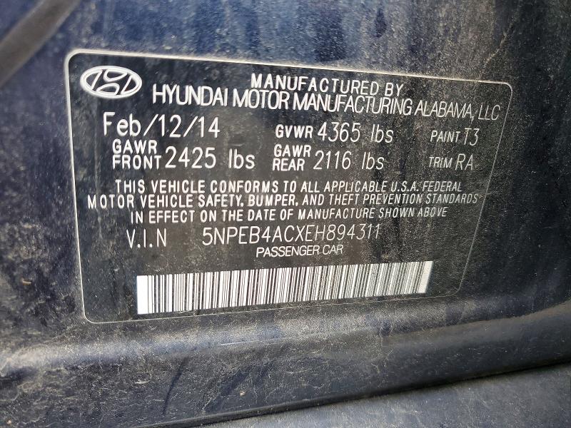 Aukcja sprzedaży 2014 Hyundai Sonata, vin: 5NPEB4ACXEH894311, numer aukcji: 67897626
