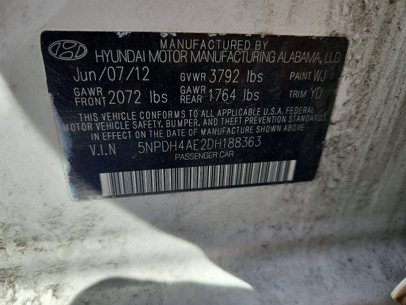 Продажа на аукционе авто 2013 Hyundai Elantra, vin: 5NPDH4AE2DH188363        , номер лота: 68995216
