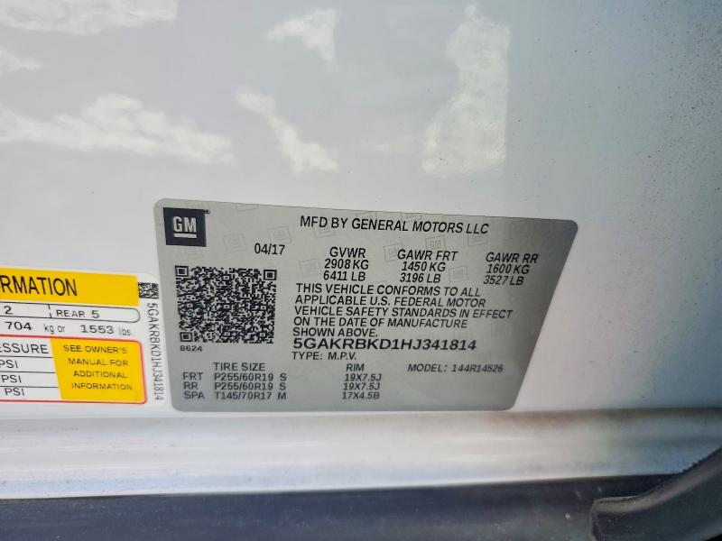 2017 Buick Enclave მანქანა იყიდება აუქციონზე, vin: 5GAKRBKD1HJ341814, აუქციონის ნომერი: 68389266
