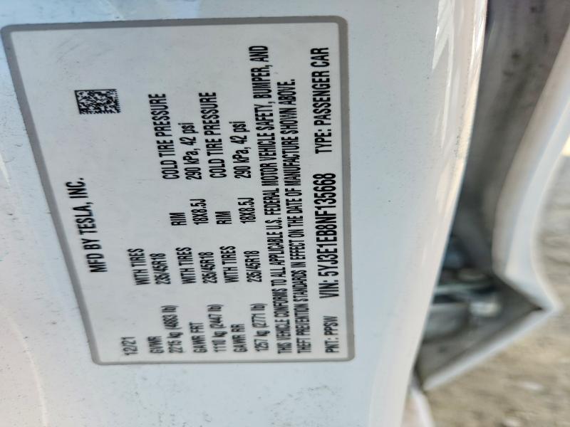 Aukcja sprzedaży 2022 Tesla Model 3, vin: 5YJ3E1EB8NF135668, numer aukcji: 67881556
